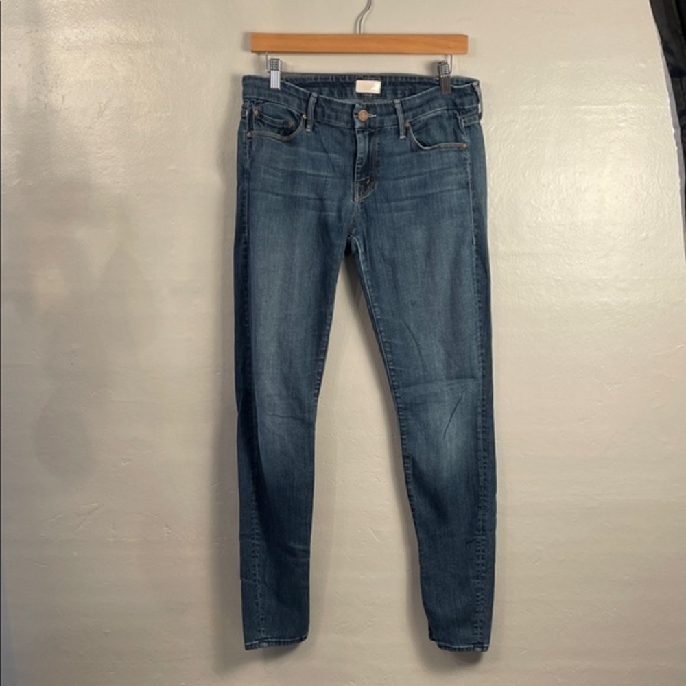 MOTHER the Looker  Women's Blue Skinny Jeans size 29 wash flowers from the Storm